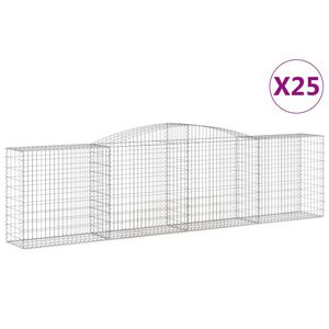 vidaXL Gabioner b&aring;gformade 25 st 400x50x100/120 cm galvaniserat j&auml;rn