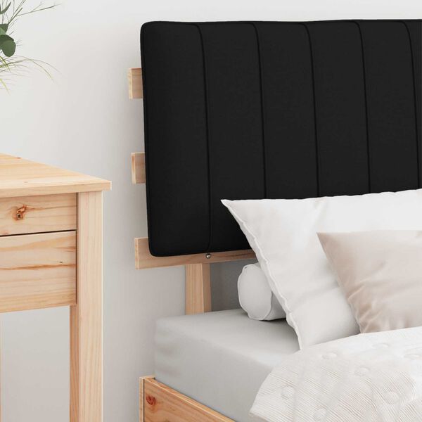 vidaXL S&auml;ngram med Kl&auml;dd Huvudgavel Svart 80 x 200 cm Massiv furu