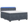 vidaXL Boxspring s&auml;ng med madrass och LED M&ouml;rkgr&aring; 200 x 200 cm Sammet