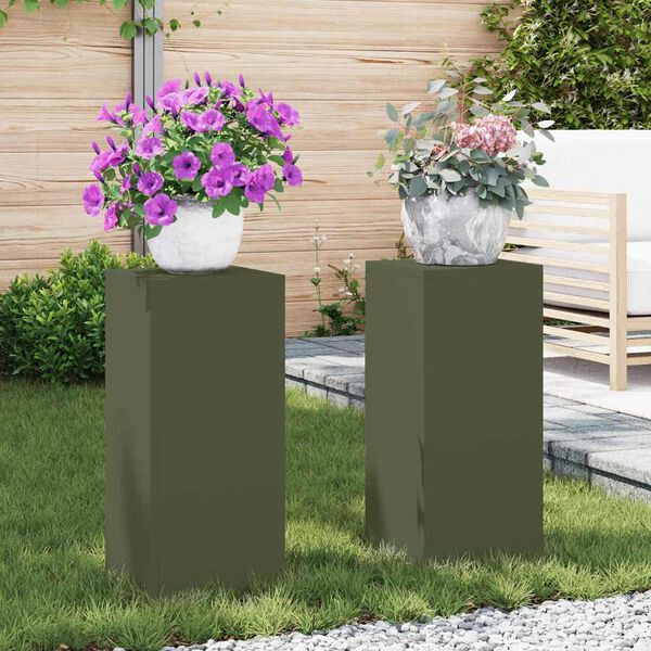 vidaXL Växtställ 2 pcs Olivgrön 24 x 24 x 55 cm Stål