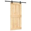 vidaXL Skjutd&ouml;rr Naturlig och svart 95 x 210 cm Massiv furutr&auml;d&ouml;rr