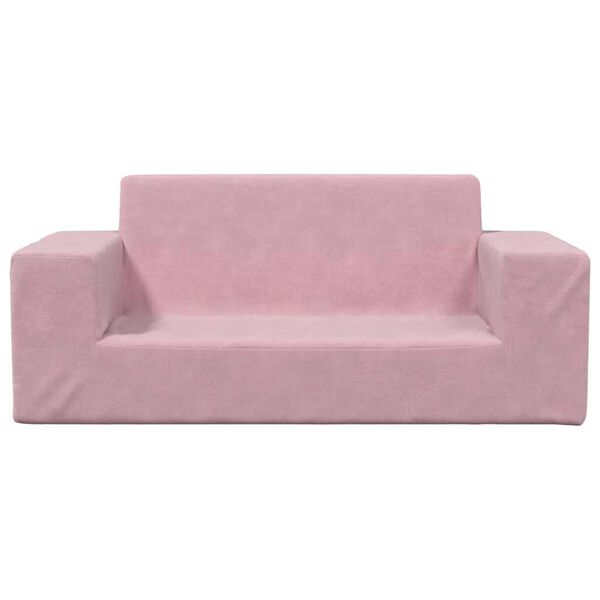 vidaXL Barnsoffa 2-sits rosa mjuk plysch