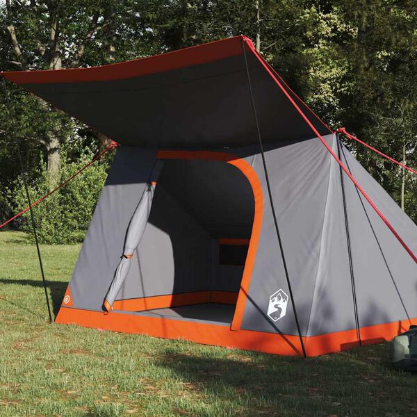 vidaXL Campingt&auml;lt med tak Gr&aring; och orange 282 x 225 x 154 cm taffeta