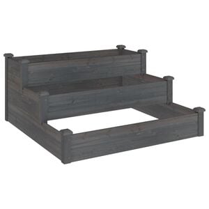 vidaXL Odlingsl&aring;da upph&ouml;jd gr&aring; 120x120x56 cm massivt grantr&auml;