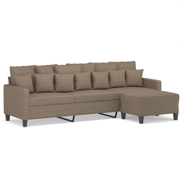 vidaXL 3-sitssoffa med fotpall Taupe 210 cm tyg