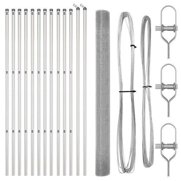 vidaXL St&auml;ngselstolpe Silver 25 x 1,5 m (25 x 25 mm n&auml;t) St&aring;l