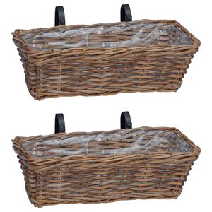 vidaXL H&auml;ngande Planteringskorg med lagring 2 pcs Brun 48 x 22 x 15 cm