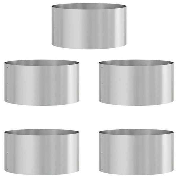 vidaXL Krukring 5 pcs Silver 40 x 40 x 20 cm Galvaniserat St&aring;l