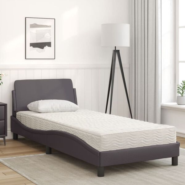 vidaXL Bed with Mattress "Dover" Grey 90x190 cm Faux Leather