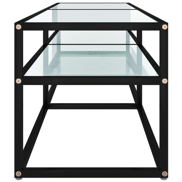 vidaXL Tv-bänk vit marmor 140x40x40,5 cm härdat glas