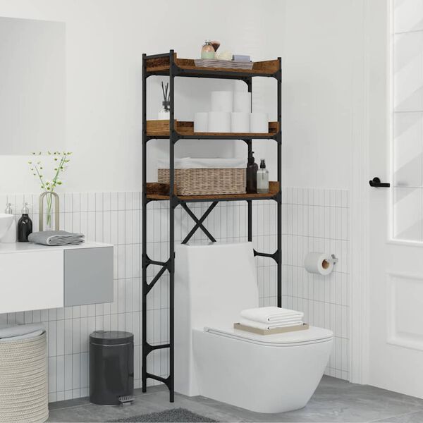 vidaXL Tvättmaskins hylla Gammalt trä 67 x 25 x 163 cm Konstruerat trä