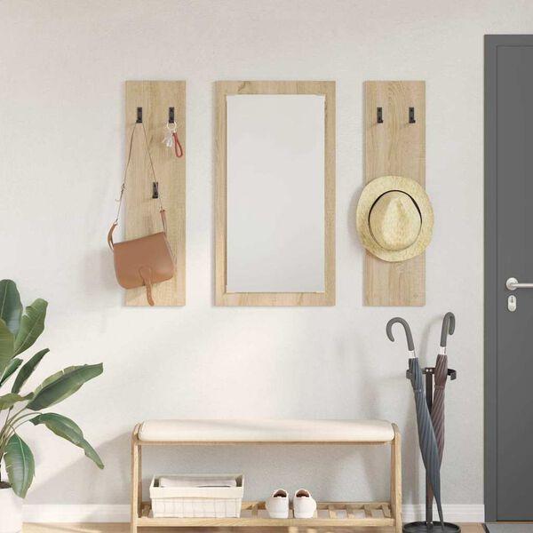 vidaXL Väggmonterad Klädhängare med lagring Sonoma ek 96 x 1.5 x 90 cm
