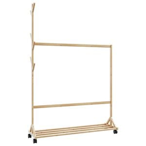 vidaXL Kl&auml;dst&auml;ll med krokar och hjul 100x35x157 cm bambu