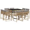 vidaXL Matgrupp f&ouml;r tr&auml;dg&aring;rden med dynor 9 delar mixbeige konstrotting