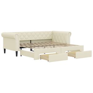 vidaXL Dagb&auml;dd utdragbar med l&aring;dor gr&auml;ddvit 90x200 cm konstl&auml;der