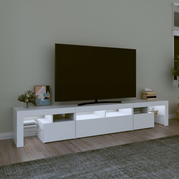 vidaXL Tv-bänk med LED-belysning vit 230x36,5x40 cm