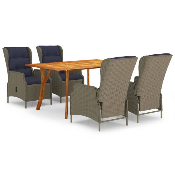 vidaXL Matgrupp f&ouml;r tr&auml;dg&aring;rden 5 delar brun