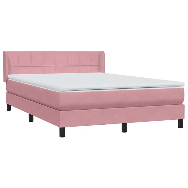 vidaXL Rams&auml;ng med madrass rosa 140x210 cm sammet