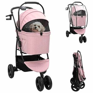 vidaXL Hopf&auml;llbar hundvagn Justerbar Rosa 78 x 54 x 101 cm Polyester