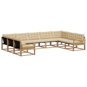 vidaXL Utomhussoffset 9 st Vit och Beige