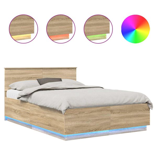 vidaXL S&auml;ngram med huvudgavel Sonoma-ek 150 x 200 cm Konstruerat tr&auml;