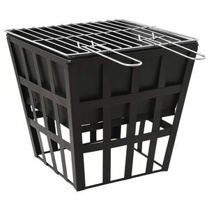 vidaXL 2-i-1 Eldstad och grill 34x34x48 cm st&aring;l
