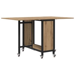vidaXL Hopf&auml;llbart matbord med hjul 130 x 80 x 76,5 cm st&aring;l PB