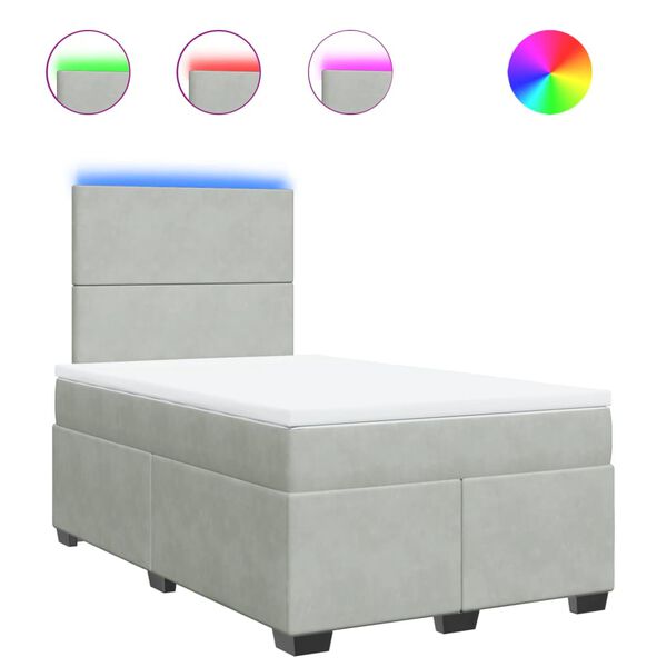 vidaXL Rams&auml;ng med madrass ljusgr&aring; 120x200 cm sammet