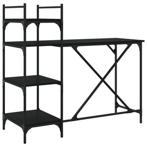 vidaXL Datorskrivbord med hyllor svart 120x47x109 cm