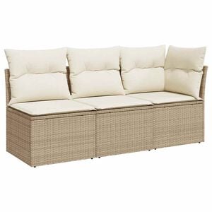 vidaXL Tr&auml;dg&aring;rdssoffa 3-sits med dynor konstrotting beige