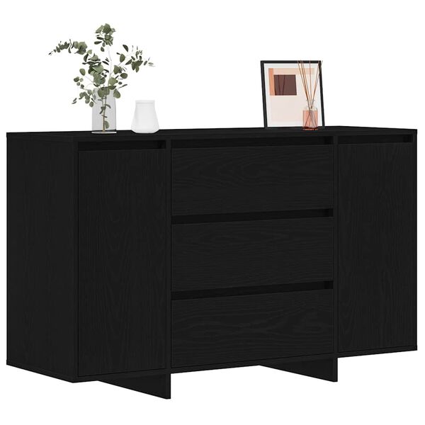 vidaXL Sideboard med låda Svart Ek 120 x 41 x 75 cm Konstruerat trä