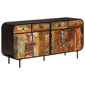 vidaXL Sk&auml;nk 140x35x70 cm massivt &aring;tervunnet tr&auml; och metall