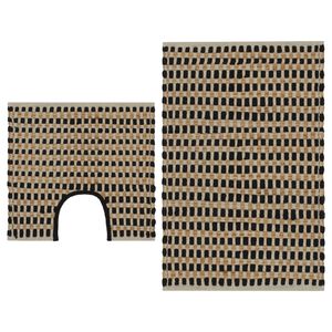 vidaXL Badrumsmattor handv&auml;vd jute beige och svart