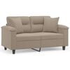 vidaXL 2-sitssoffa med prydnadskuddar taupe 120 cm mikrofibertyg