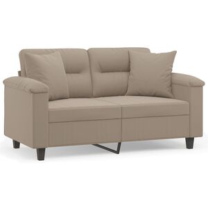 vidaXL 2-sitssoffa med prydnadskuddar taupe 120 cm mikrofibertyg