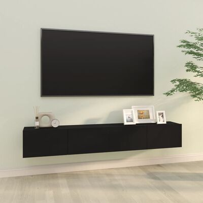 vidaXL Väggmonterade tv-bänkar 2 st svart 100x30x30 cm konstruerat trä