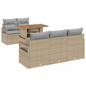 vidaXL Tr&auml;dg&aring;rdsoffset med kudde 6 pcs beige och ljusgr&aring;