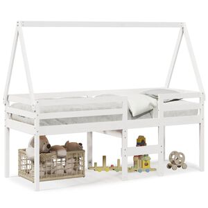 vidaXL H&ouml;g s&auml;ng med tak vit 90x190 cm massiv furu