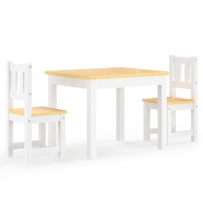 vidaXL Barnbord och stolar 3 delar vit och beige MDF