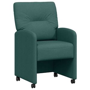 vidaXL Matstolar med hjul 2 st tyg M&ouml;rkgr&ouml;n 57 x 67 x 95 cm