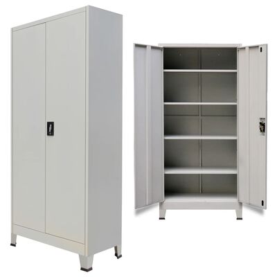 vidaXL Dokumentskåp med 2 dörrar stål 90x40x180 cm grå