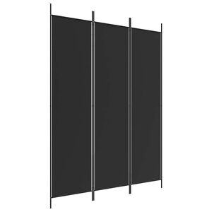 vidaXL Rumsavdelare 3 paneler 150 x 200 cm svart tyg