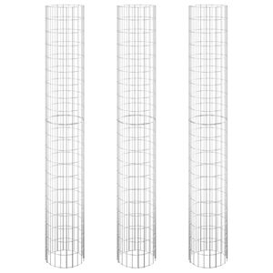 vidaXL Planteringsgabion 3 st upph&ouml;jd rund galvaniserat st&aring;l &Oslash;30x200cm
