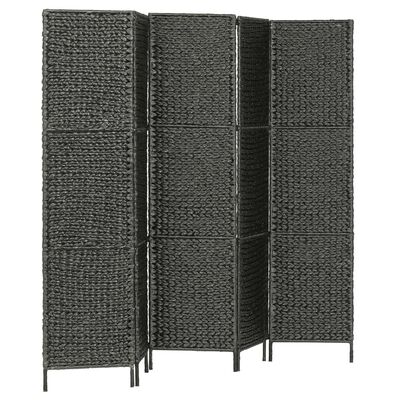 vidaXL Rumsavdelare 5 paneler vattenhyacint 193x160 cm svart