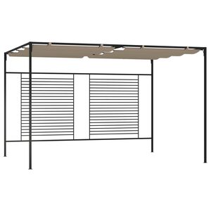 vidaXL Paviljong med inf&auml;llbart tak 3x4x2,3 m taupe 180 g/m&sup2;