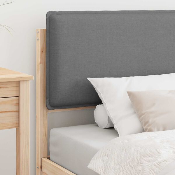 vidaXL S&auml;ngram med Kl&auml;dd Huvudgavel Ljusgr&aring; 90 x 190 cm Massiv furu