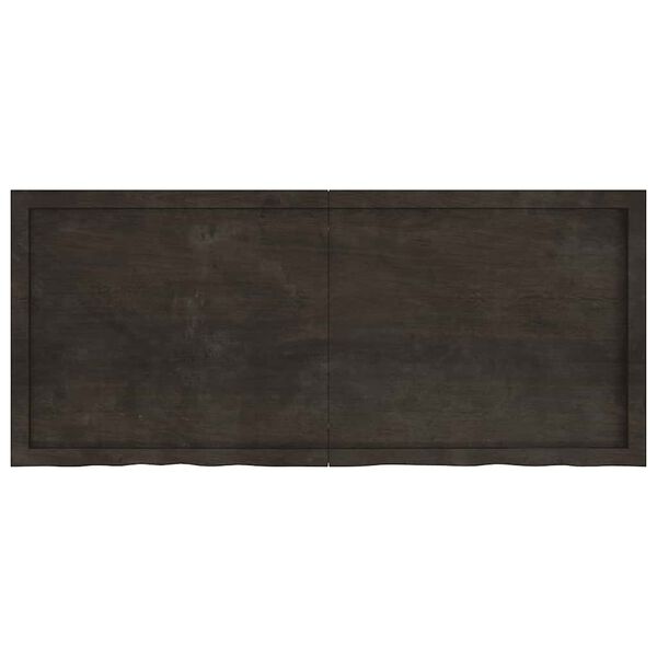 vidaXL B&auml;nkskiva badrum m&ouml;rkbrun 140x60x(2-6) cm behandlat massivt tr&auml;