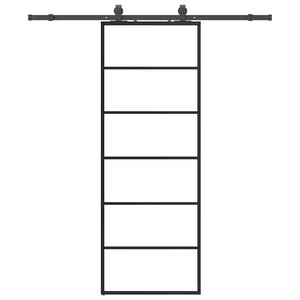 vidaXL Skjutd&ouml;rr med beslag svart 76x205 cm ESG-glas