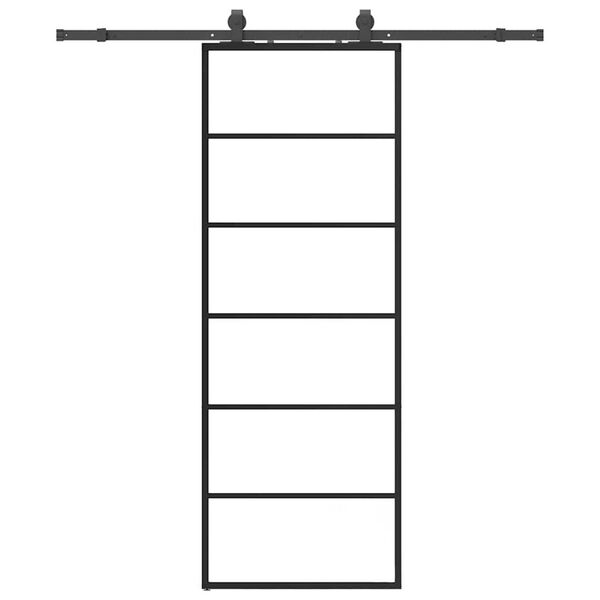 vidaXL Skjutd&ouml;rr med beslag svart 76x205 cm ESG-glas