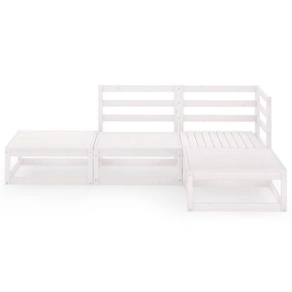 vidaXL Loungegrupp för trädgården 4 delar vit massiv furu